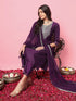 Purple Silk Blend Pant Suit 190059 Closure View
